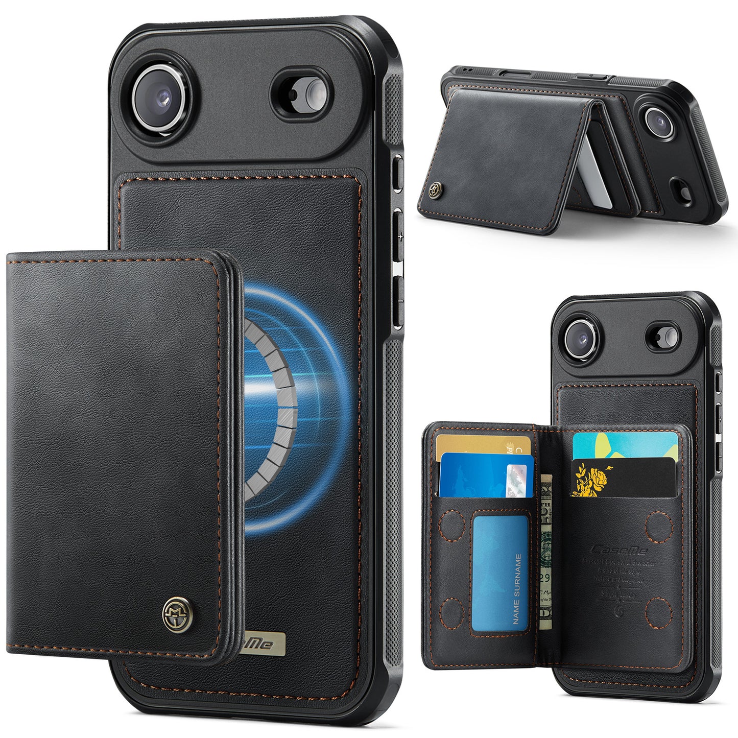 New 2-IN-1 RFID Blocking Wallet Card Holder Leather Case for iPhone