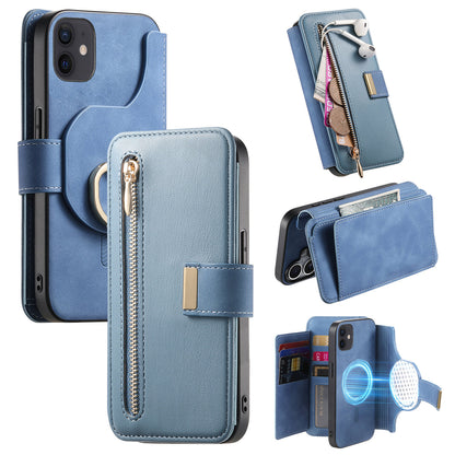 New RFID Blocking Zipper Wallet Magnetic Leather Phone Case for iPhone