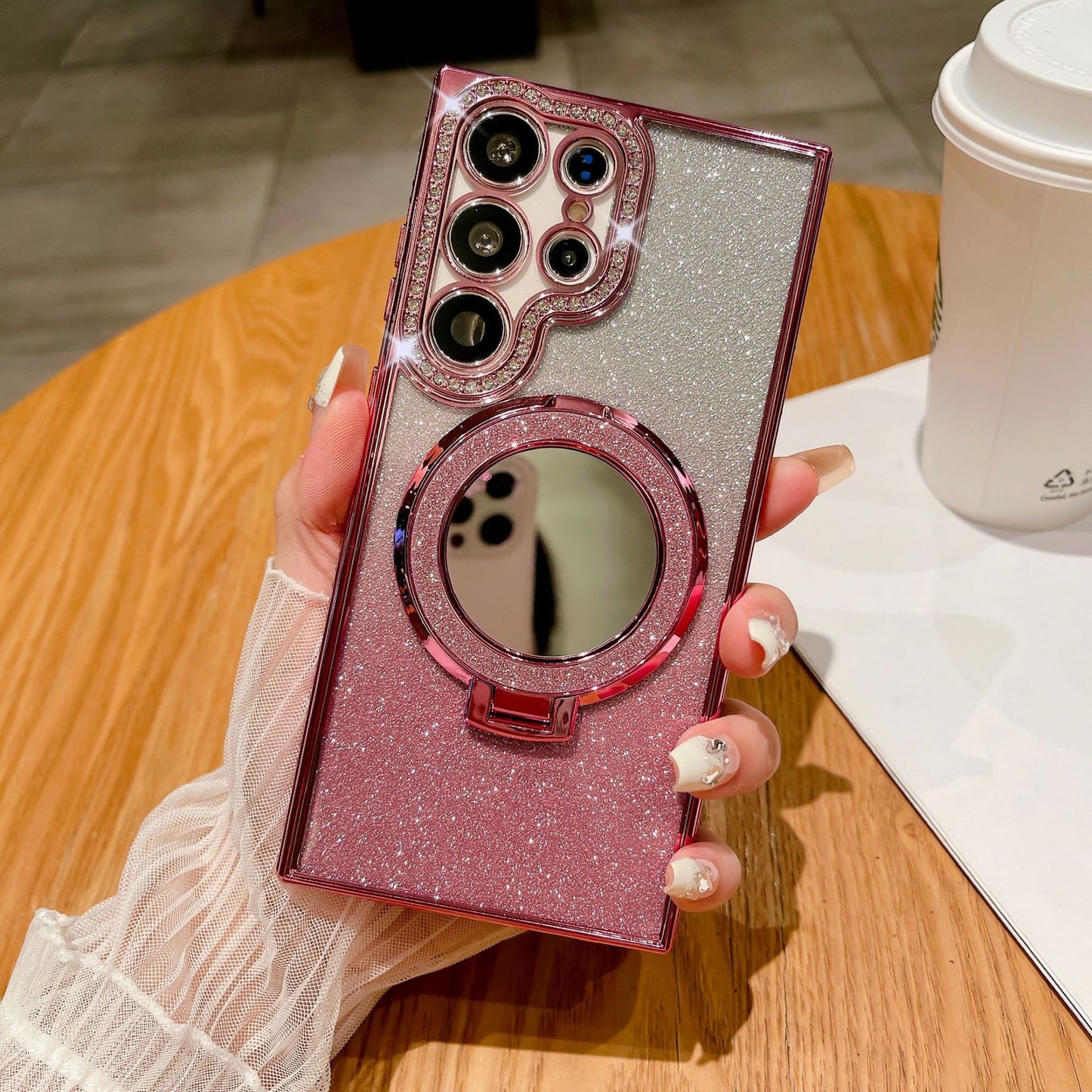 New Bling Mirror Bracket Glitter Phone Case for Samsung