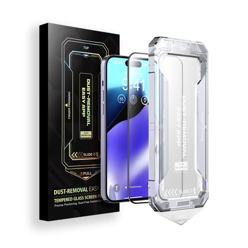 New Dust-Free Kit Tempered Glass Auto-Positioning Easy installation Screen Protector for iPhone