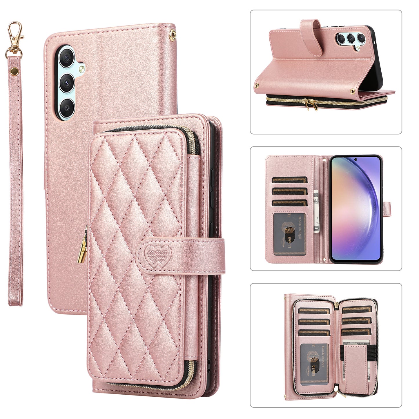 New Zipper Wallet Leather Card Holder Phone Case for Samsung