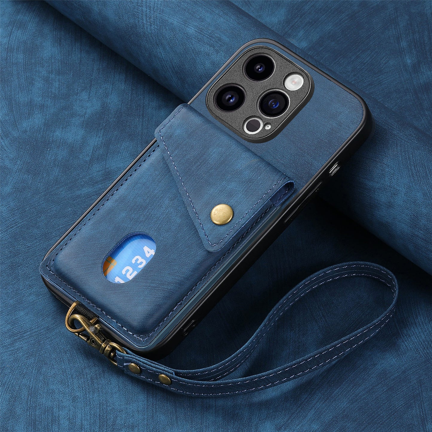 New Skin-feel Leather Phone Case with Lanyard for iPhone