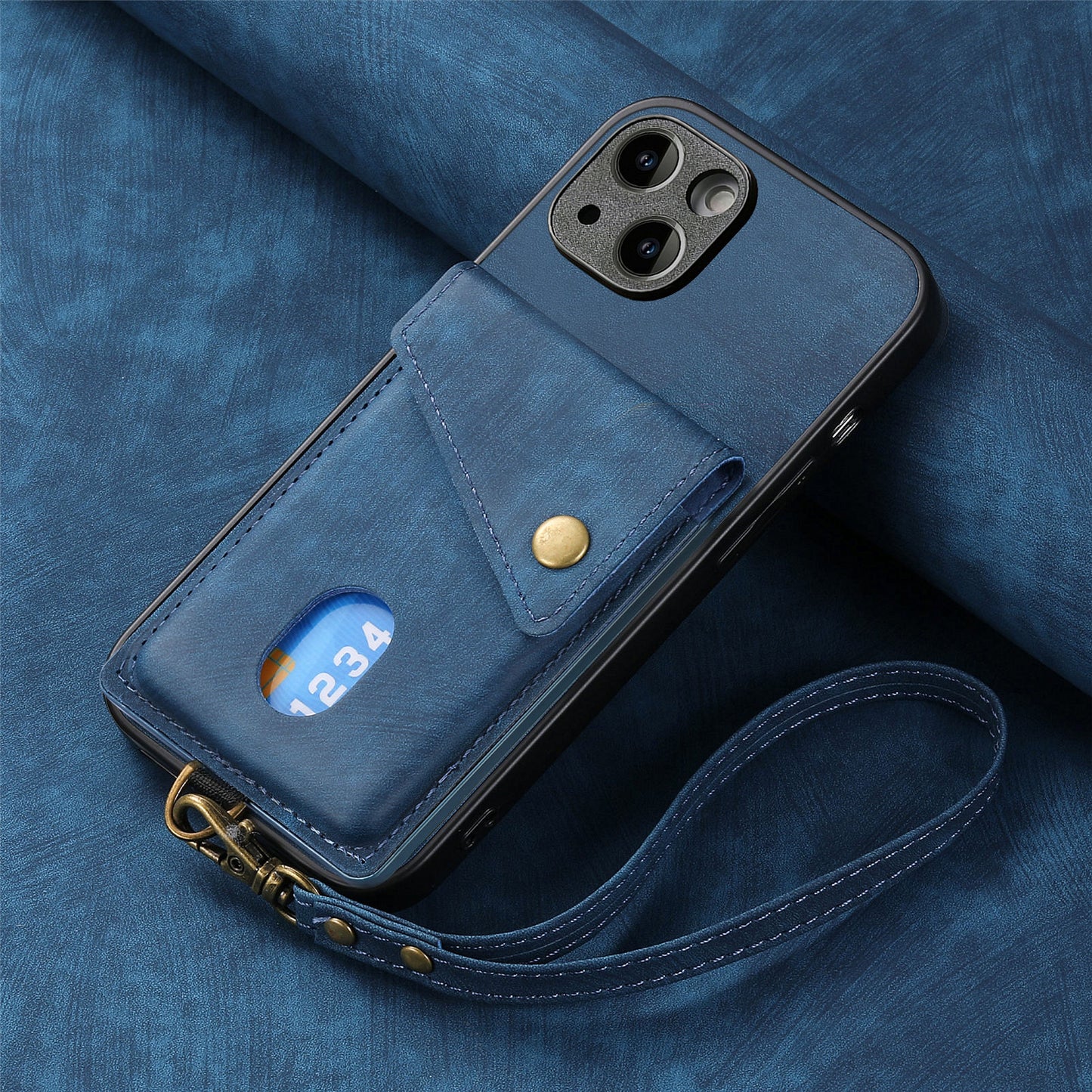 New Skin-feel Leather Phone Case with Lanyard for iPhone