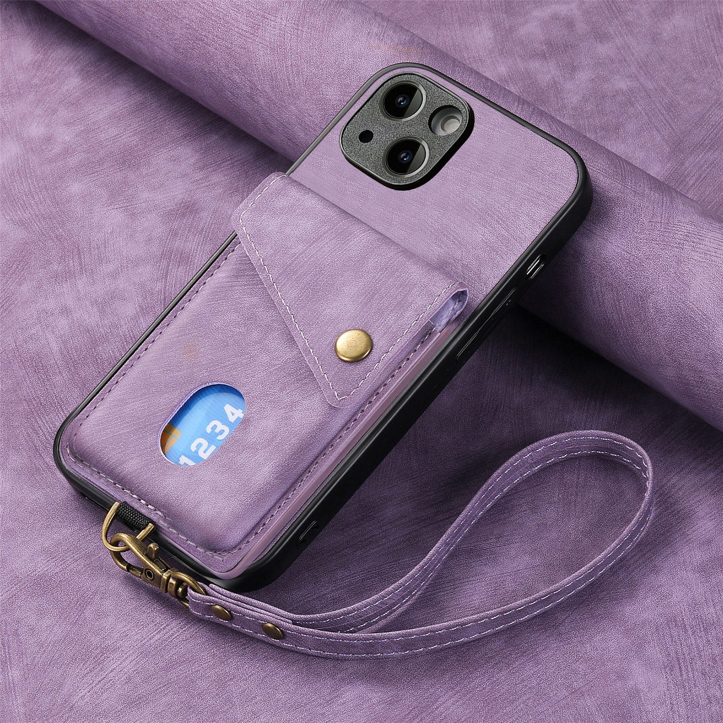 New Skin-feel Leather Phone Case with Lanyard for iPhone