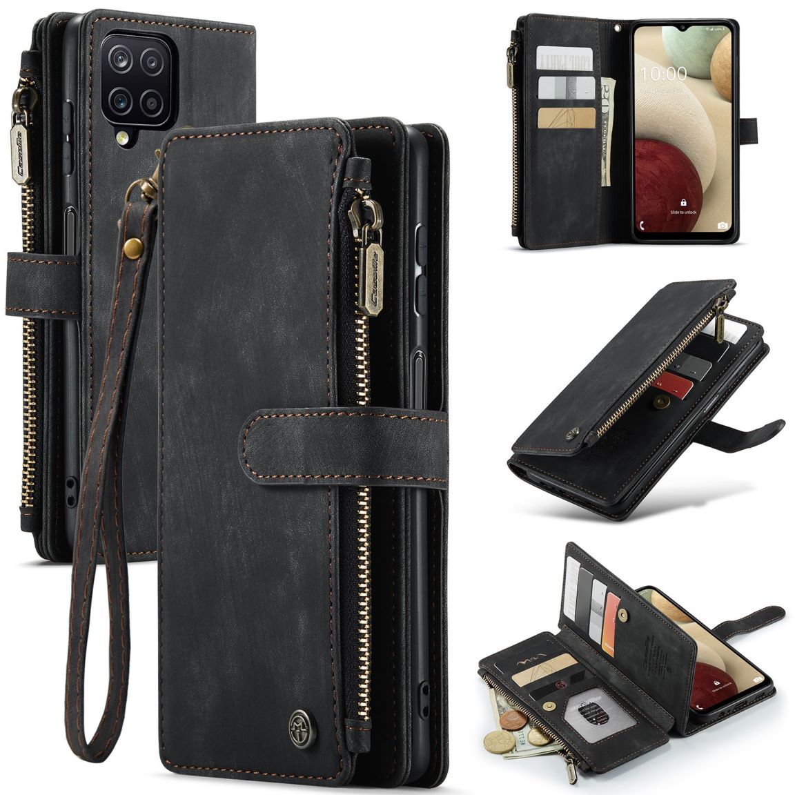 New Zipper Wallet Leather Wireless Charging Phone Case for Samsung Galaxy A