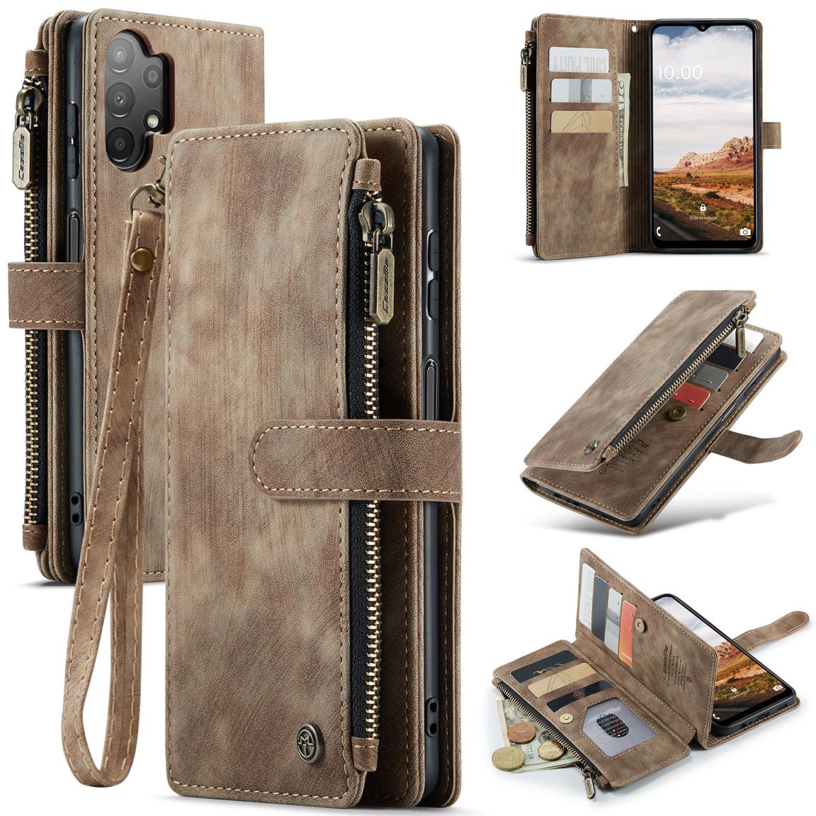 New Zipper Wallet Leather Wireless Charging Phone Case for Samsung Galaxy A