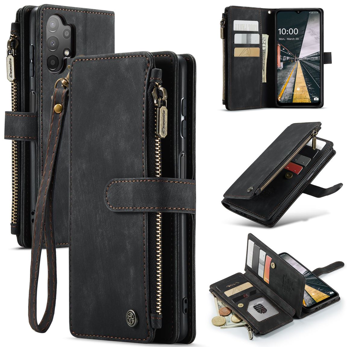 New Zipper Wallet Leather Wireless Charging Phone Case for Samsung Galaxy A