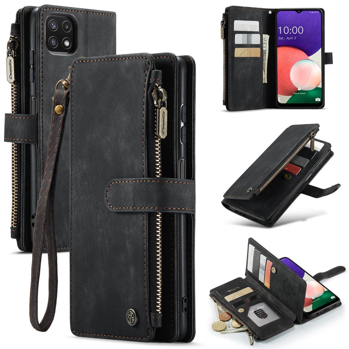 New Zipper Wallet Leather Wireless Charging Phone Case for Samsung Galaxy A