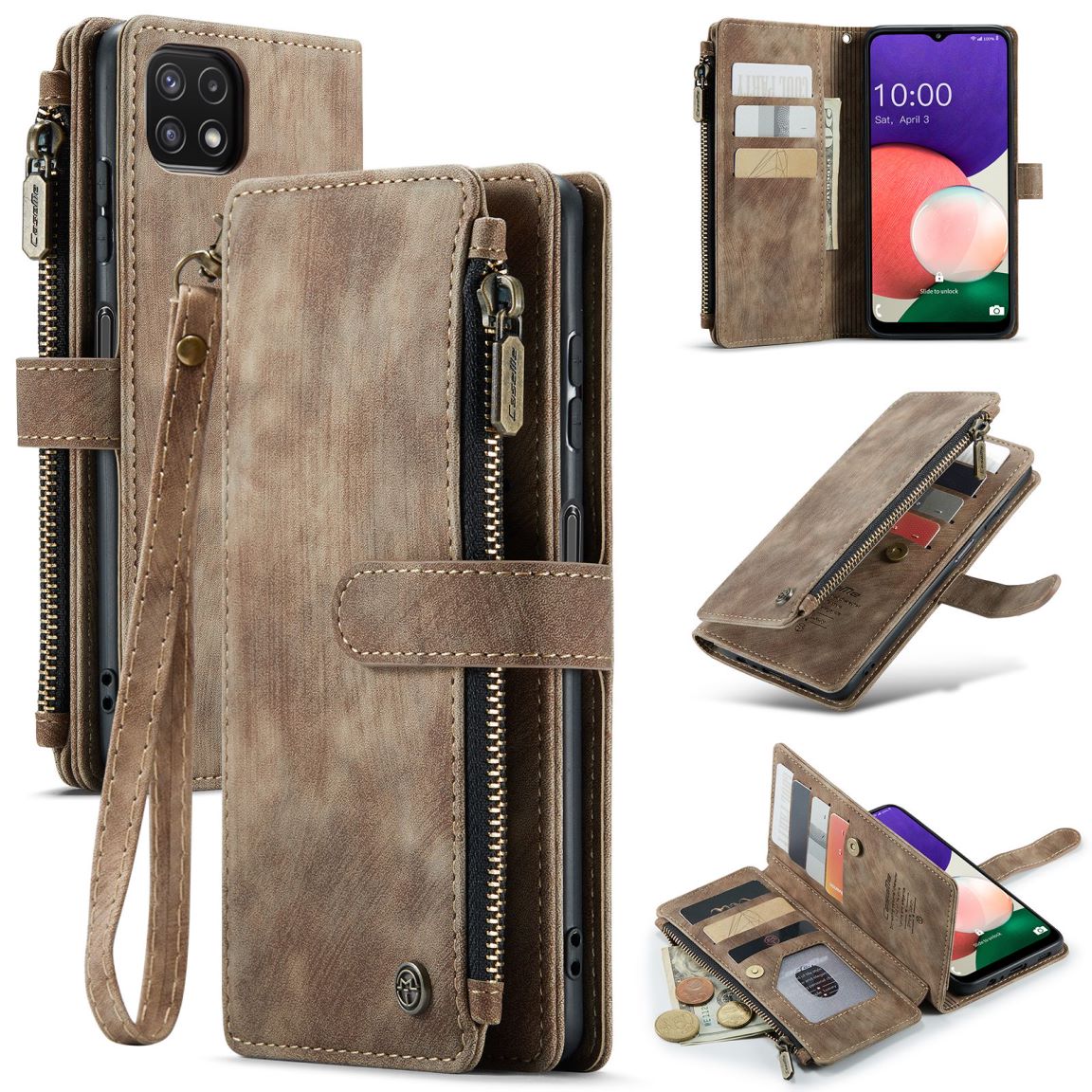 New Zipper Wallet Leather Wireless Charging Phone Case for Samsung Galaxy A