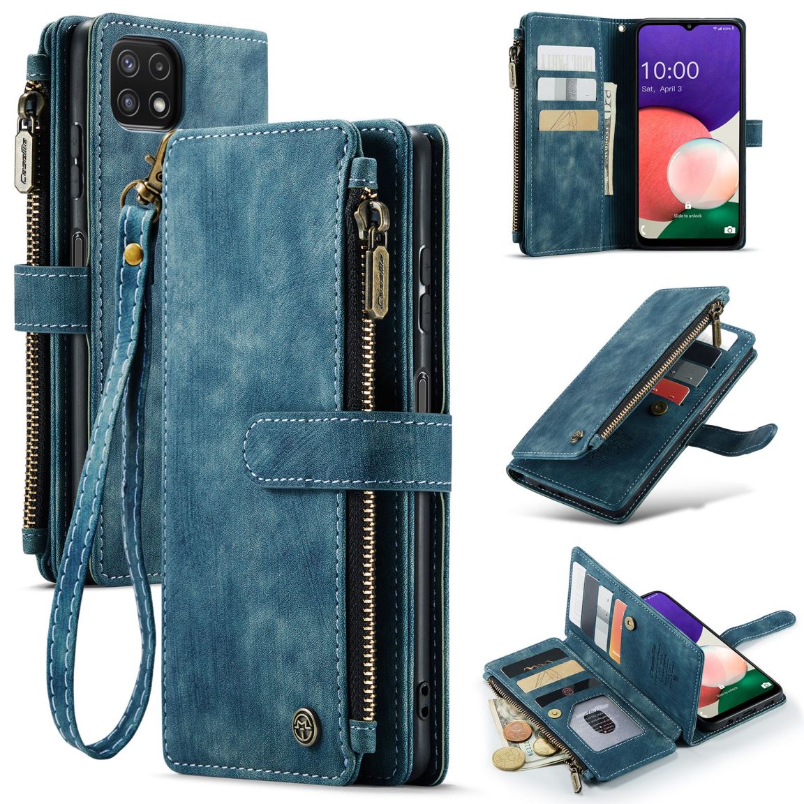 New Zipper Wallet Leather Wireless Charging Phone Case for Samsung Galaxy A