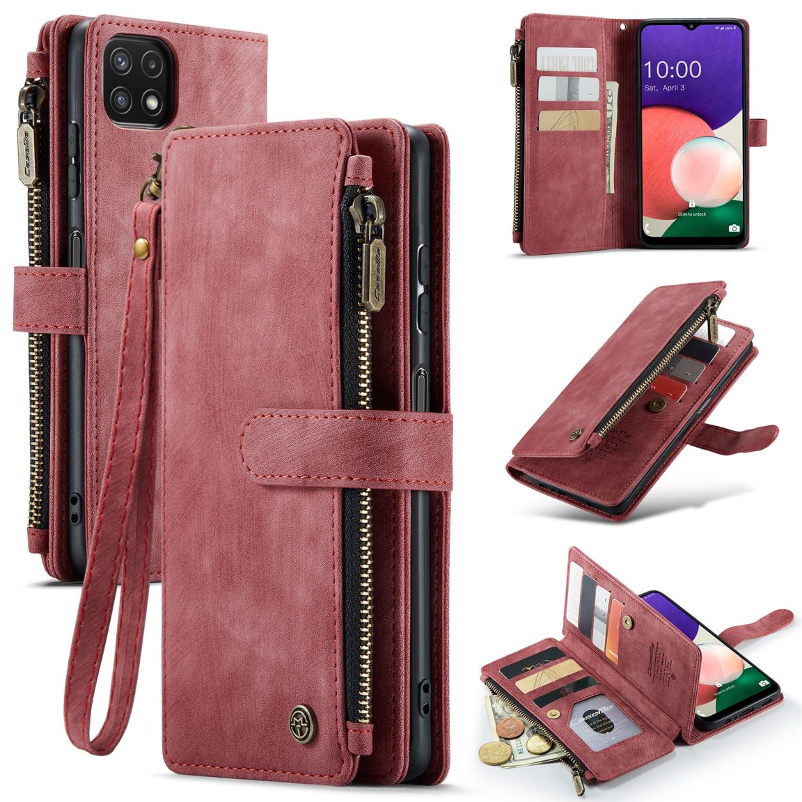 New Zipper Wallet Leather Wireless Charging Phone Case for Samsung Galaxy A