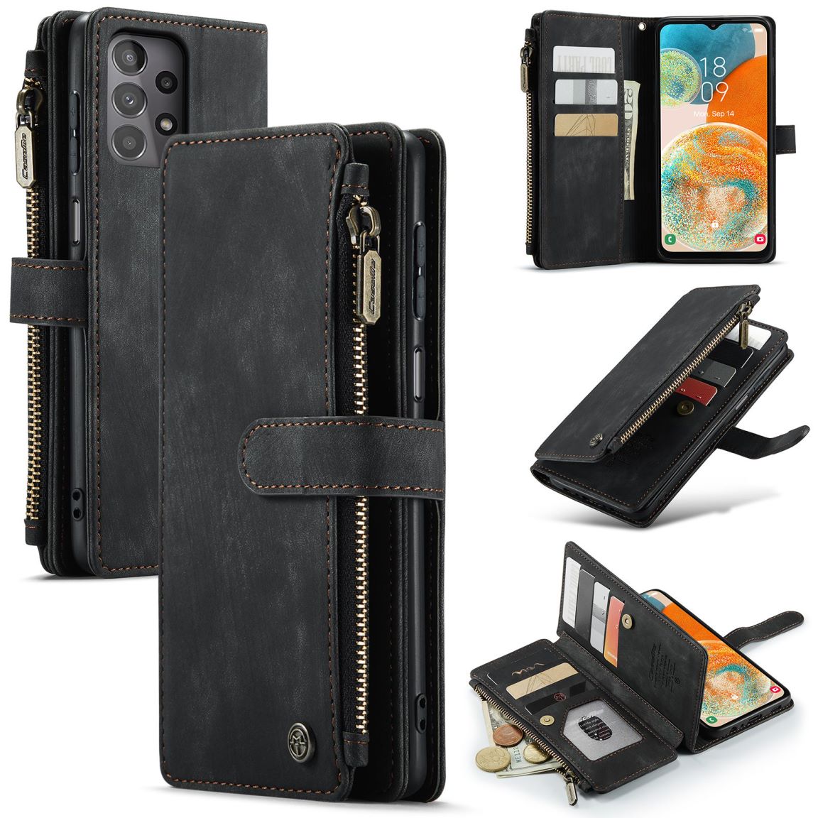 New Zipper Wallet Leather Wireless Charging Phone Case for Samsung Galaxy A