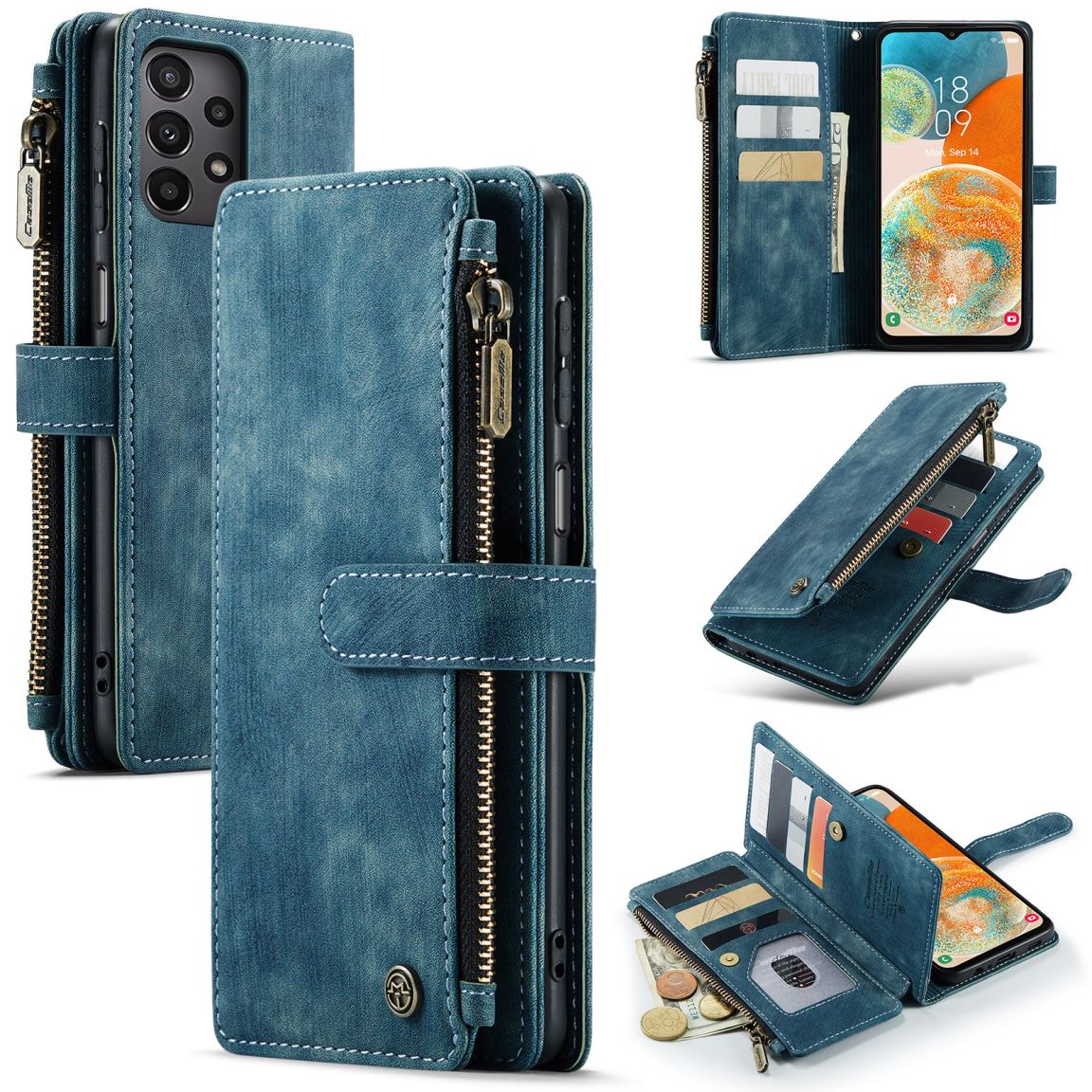 New Zipper Wallet Leather Wireless Charging Phone Case for Samsung Galaxy A