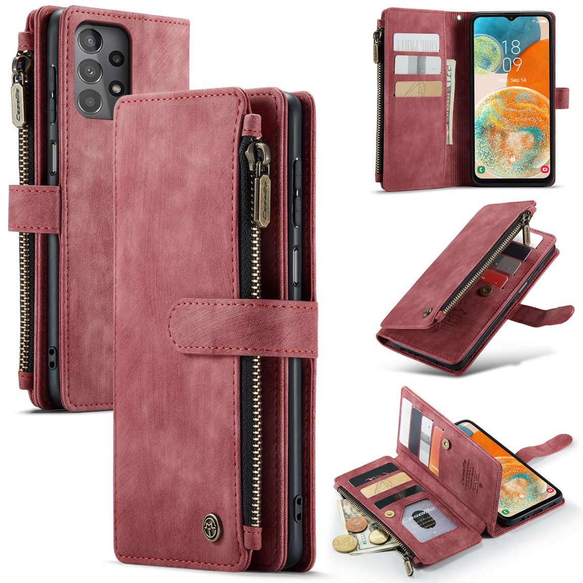 New Zipper Wallet Leather Wireless Charging Phone Case for Samsung Galaxy A