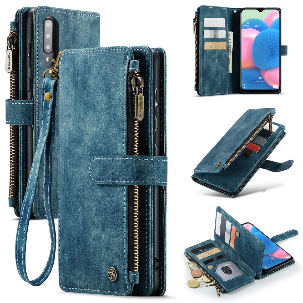 New Zipper Wallet Leather Wireless Charging Phone Case for Samsung Galaxy A