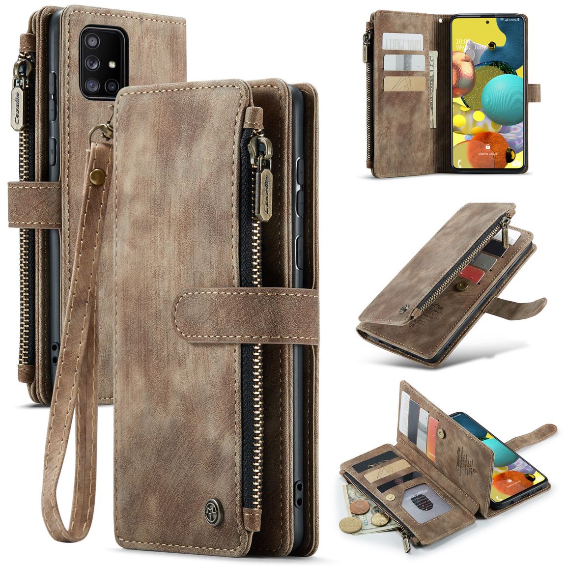 New Zipper Wallet Leather Wireless Charging Phone Case for Samsung Galaxy A