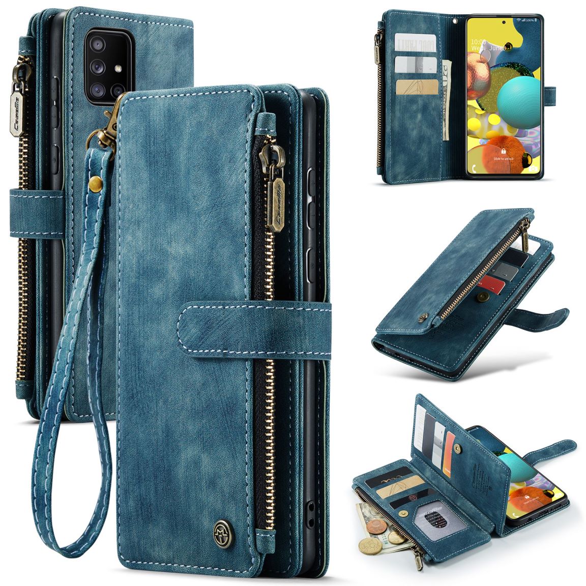 New Zipper Wallet Leather Wireless Charging Phone Case for Samsung Galaxy A