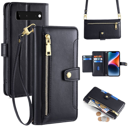 New Cross Body Zipper Wallet Leather Phone Case for Google Pixel