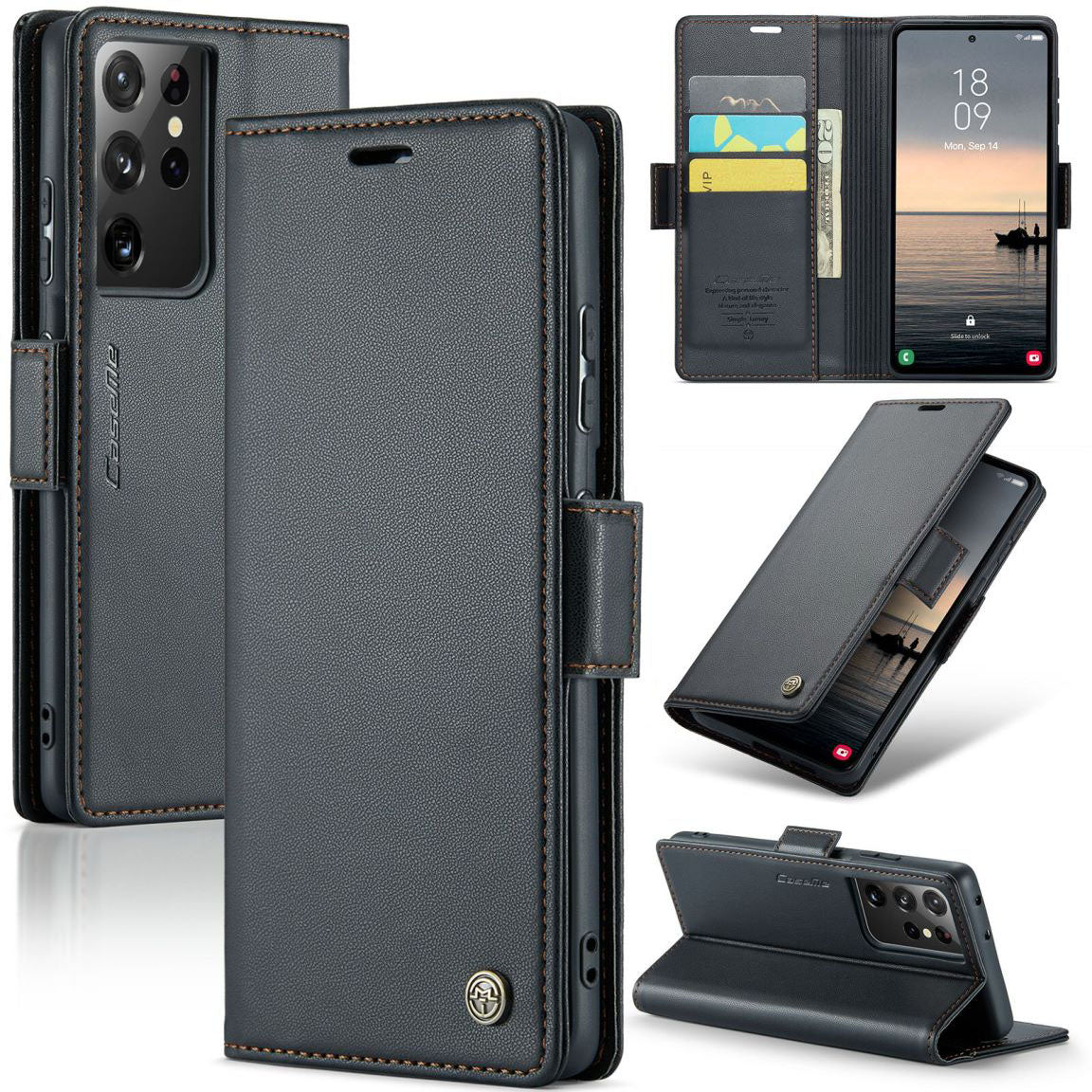 New RFID Blocking Card Holder Wireless Charging Phone Case for Samsung