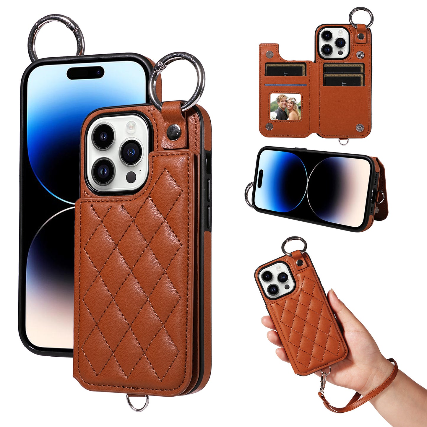 New Card Holder Leather Phone Case for iPhone 16 Pro Max