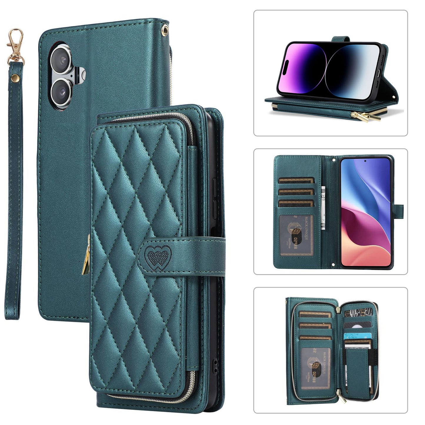 New Zipper Wallet Leather Card Holder Phone Case for iPhone