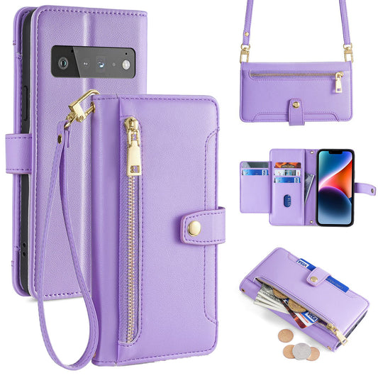 New Cross Body Zipper Wallet Leather Phone Case for Google Pixel