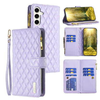 New Zipper Wallet Leather Phone Case with Lanyard for Samsung