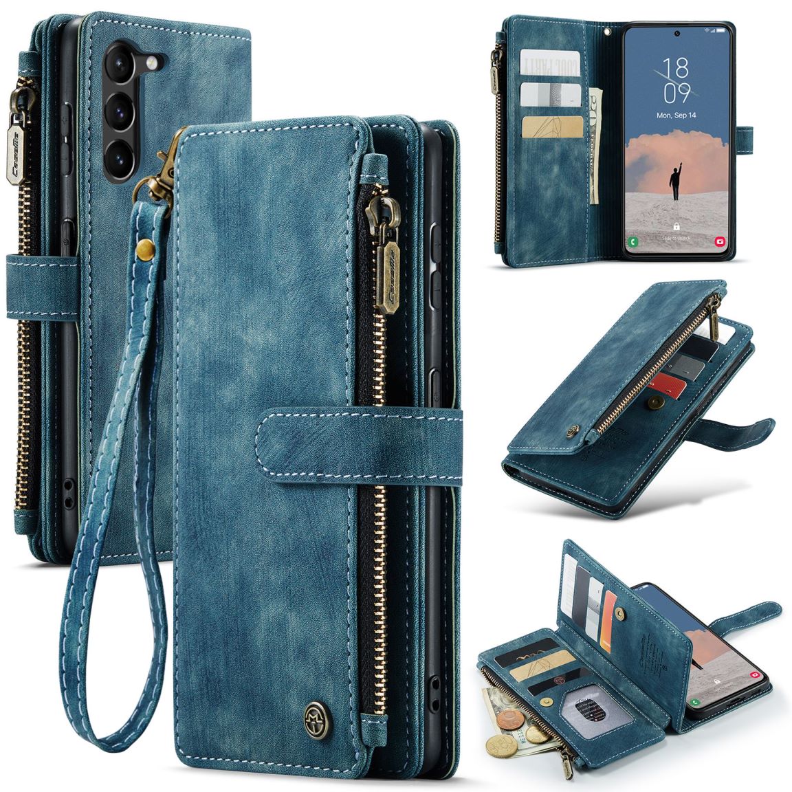 New Zipper Wallet Leather Wireless Charging Phone Case for Samsung