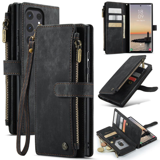 New Zipper Wallet Leather Wireless Charging Phone Case for Samsung