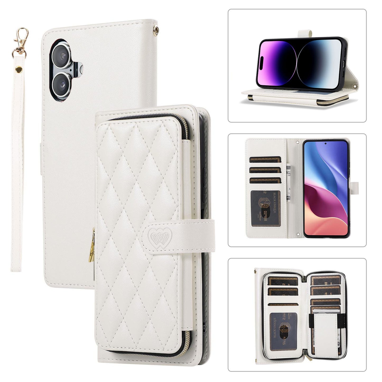 New Zipper Wallet Leather Card Holder Phone Case for iPhone