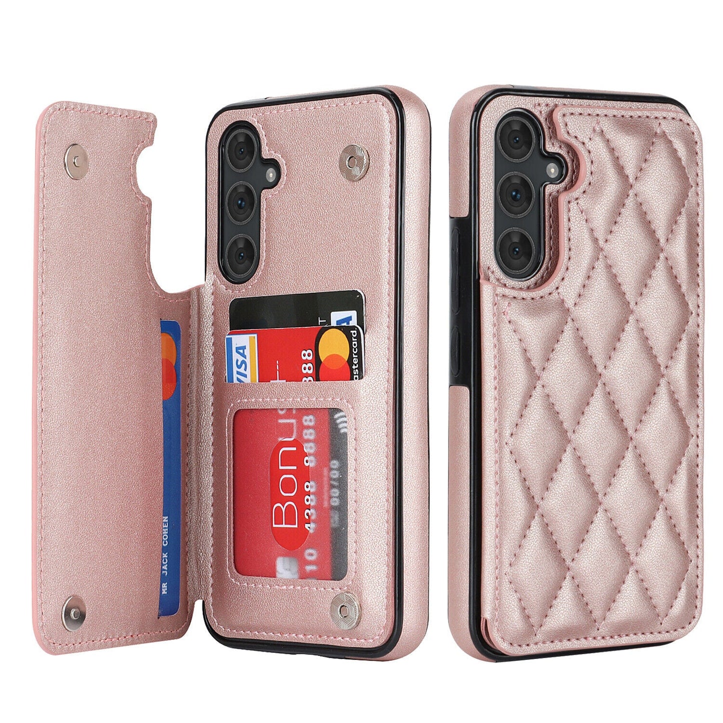 New RFID Blocking PU Leather Card Holder Phone Case for Samsung