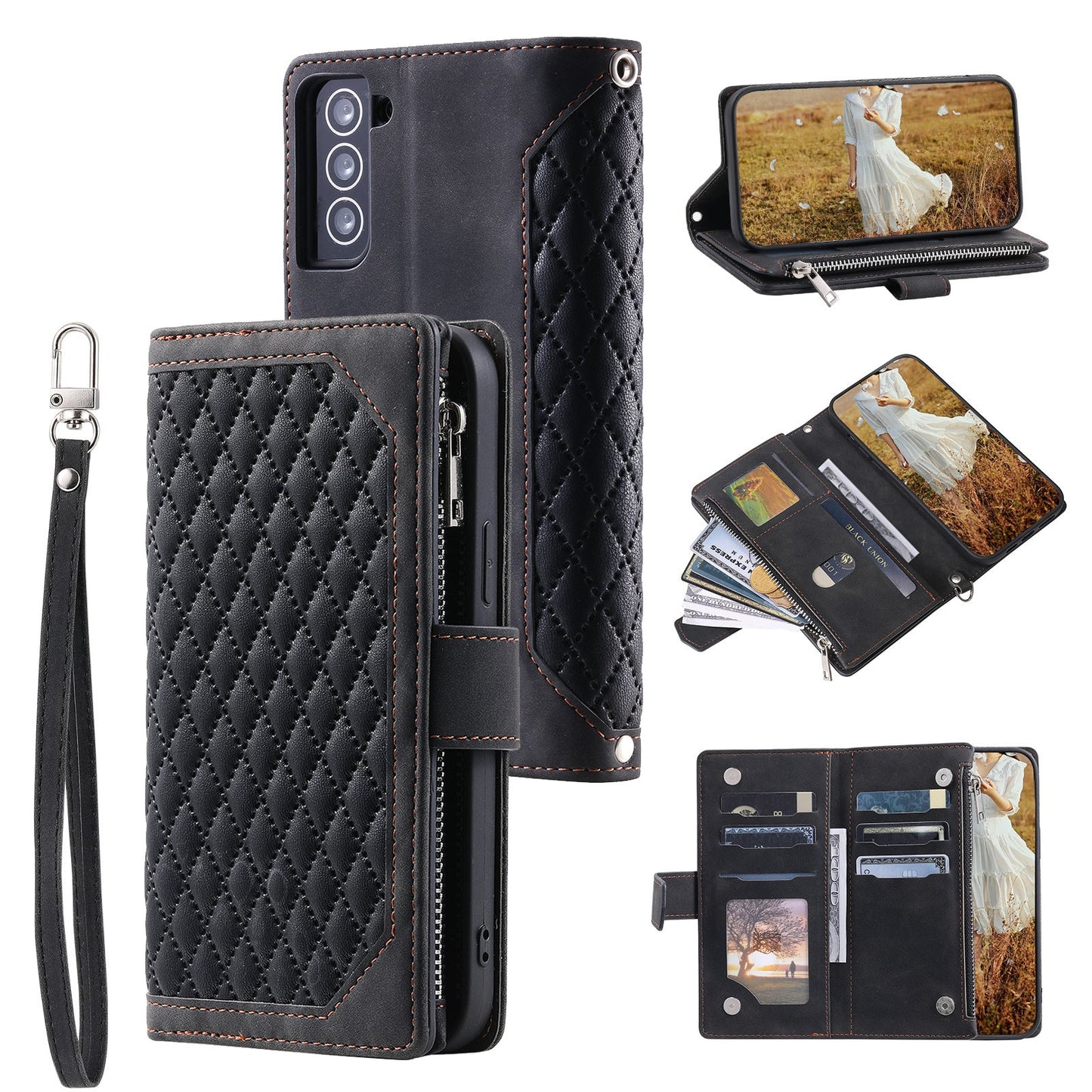 New Zipper Wallet Leather Phone Case for Samsung