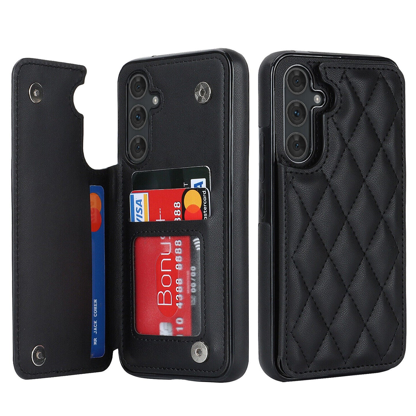 New RFID Blocking PU Leather Card Holder Phone Case for Samsung