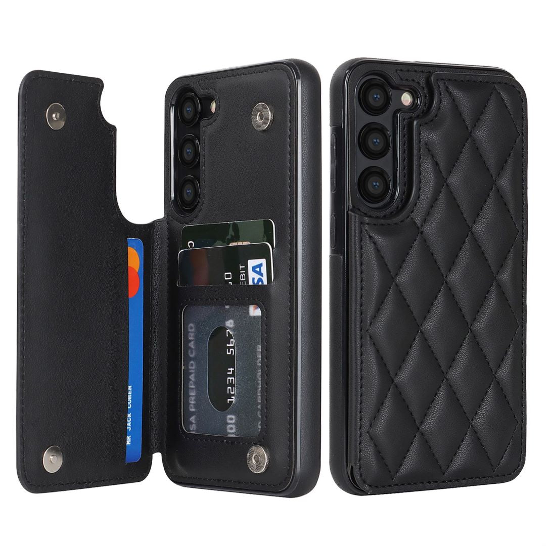 New RFID Blocking PU Leather Card Holder Phone Case for Samsung