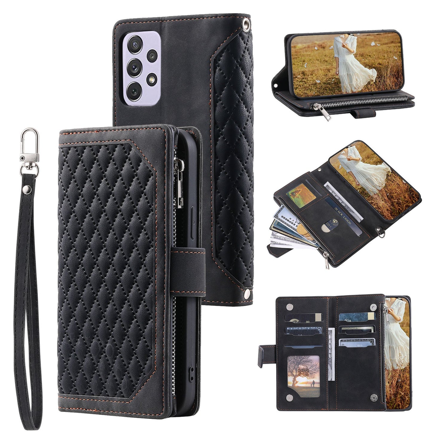 New Zipper Wallet Leather Phone Case for Samsung