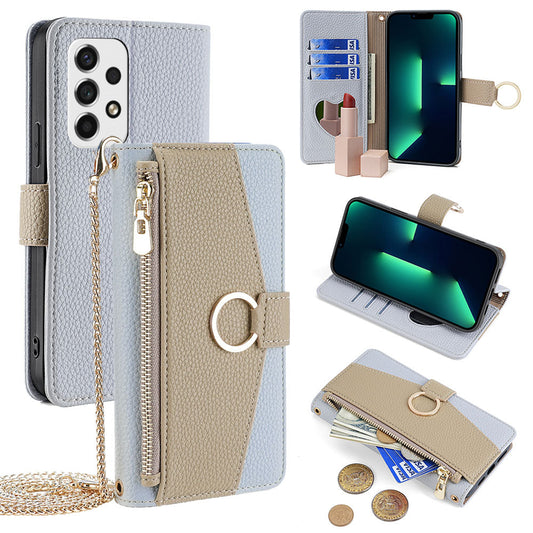 New PU Leather Wallet Case with Card Holder and Mini Mirror for Samsung