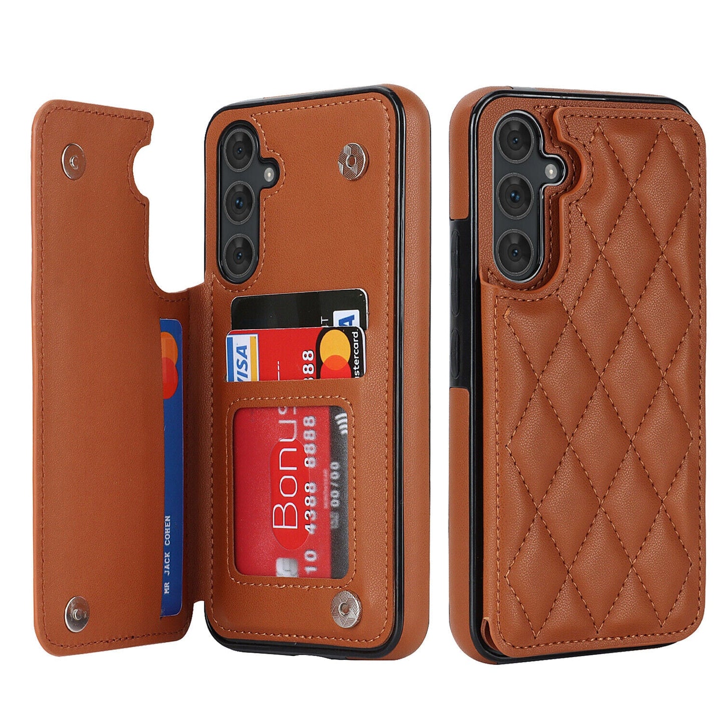 New RFID Blocking PU Leather Card Holder Phone Case for Samsung