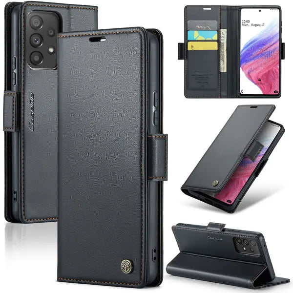 New PU Leather Wallet Case with RFID Blocking Card Holder and Magnetic Closure for Samsung