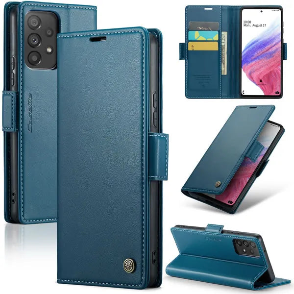 New PU Leather Wallet Case with RFID Blocking Card Holder and Magnetic Closure for Samsung