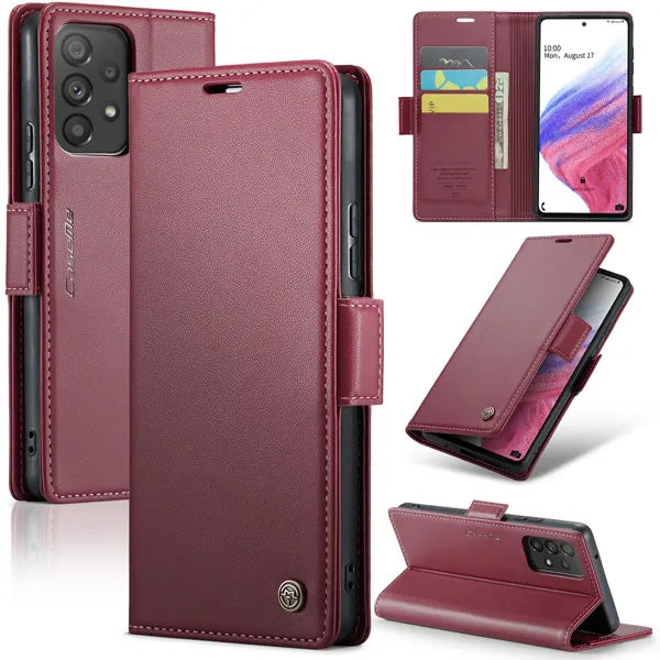 New PU Leather Wallet Case with RFID Blocking Card Holder and Magnetic Closure for Samsung