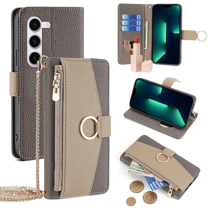 New PU Leather Wallet Case with Card Holder and Mini Mirror for Samsung