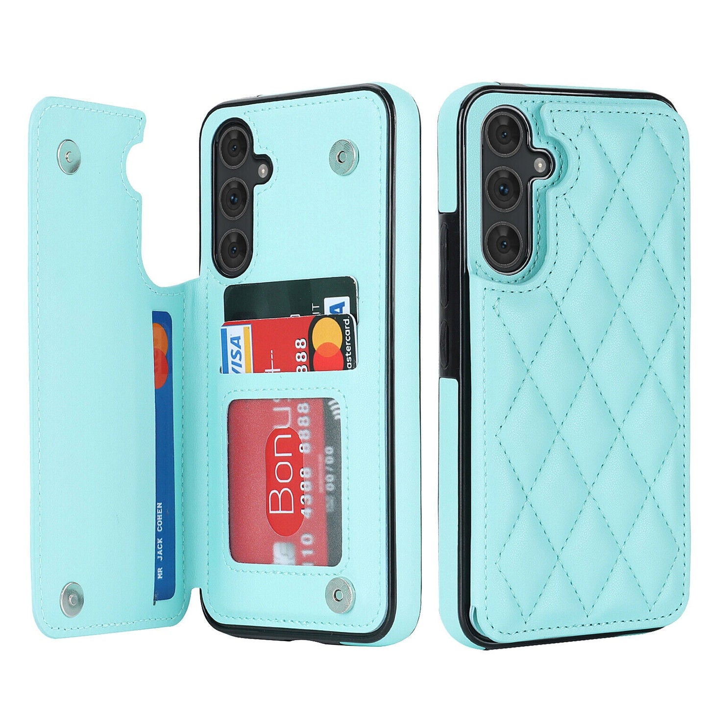 New RFID Blocking PU Leather Card Holder Phone Case for Samsung