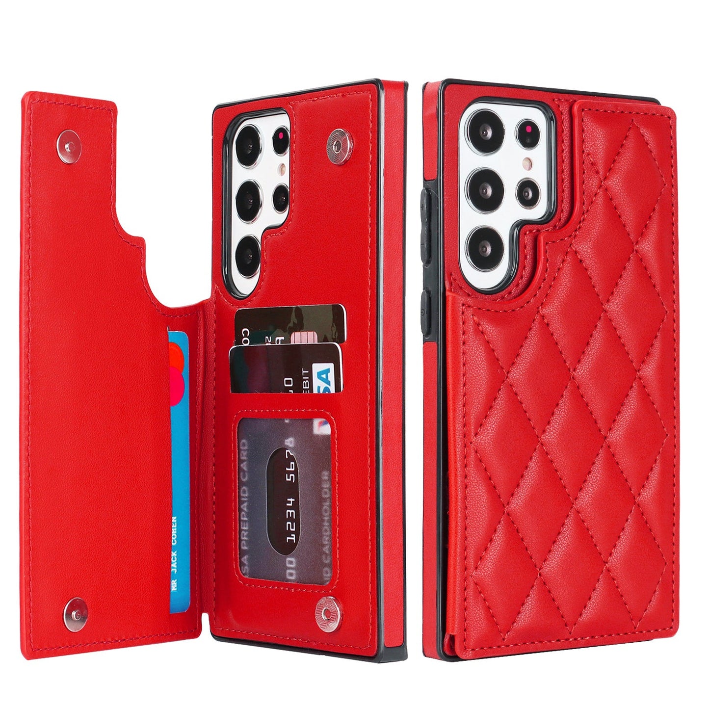 New RFID Blocking PU Leather Card Holder Phone Case for Samsung