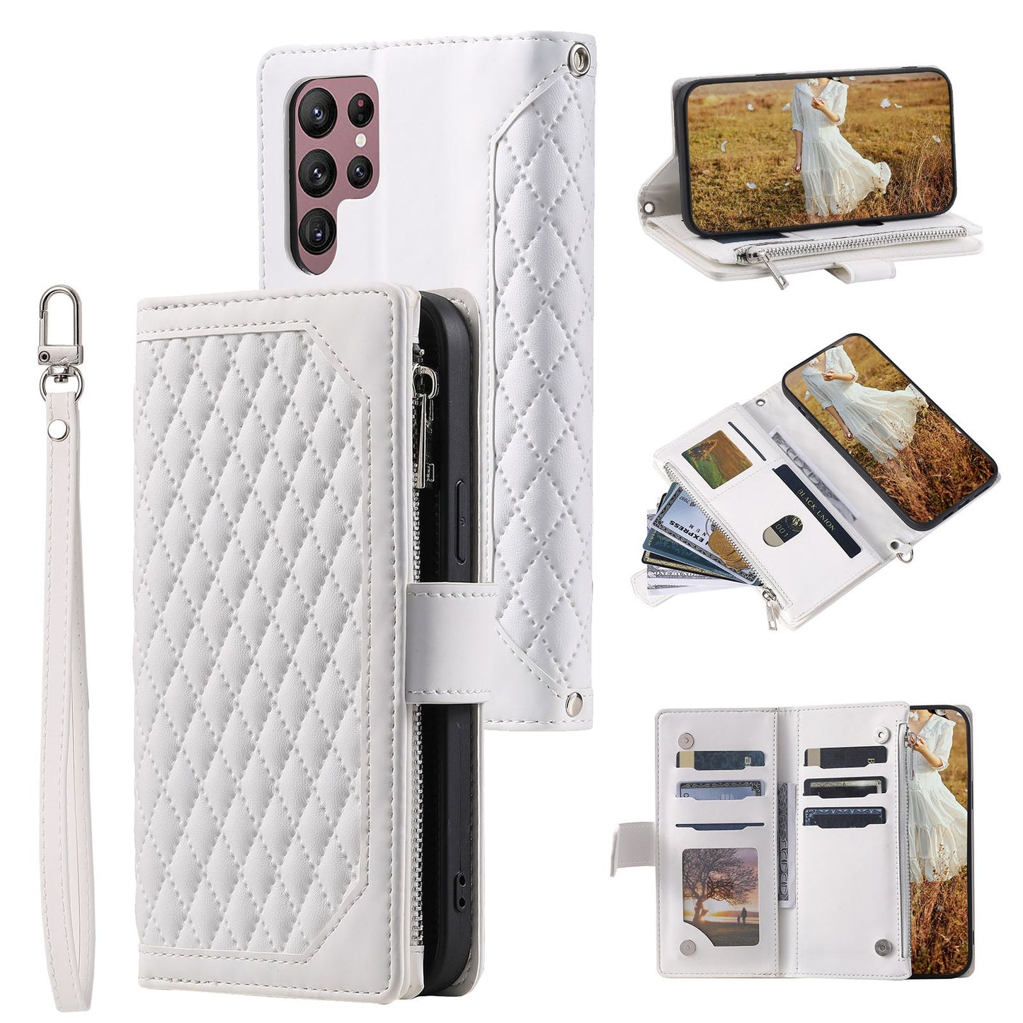 New Zipper Wallet Leather Phone Case for Samsung